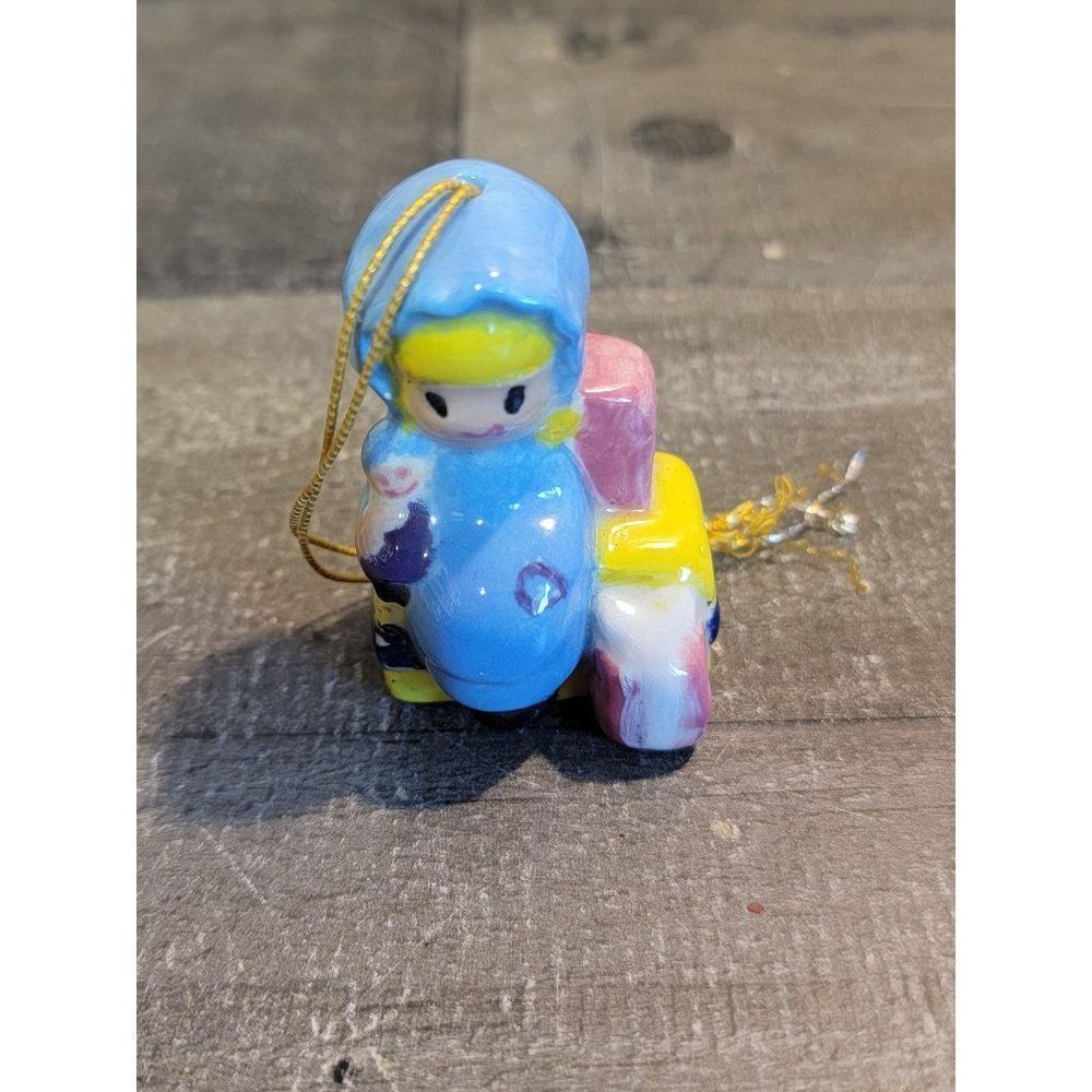 Ceramic blonde kid girl‎ presents gift ornament Xmas decor